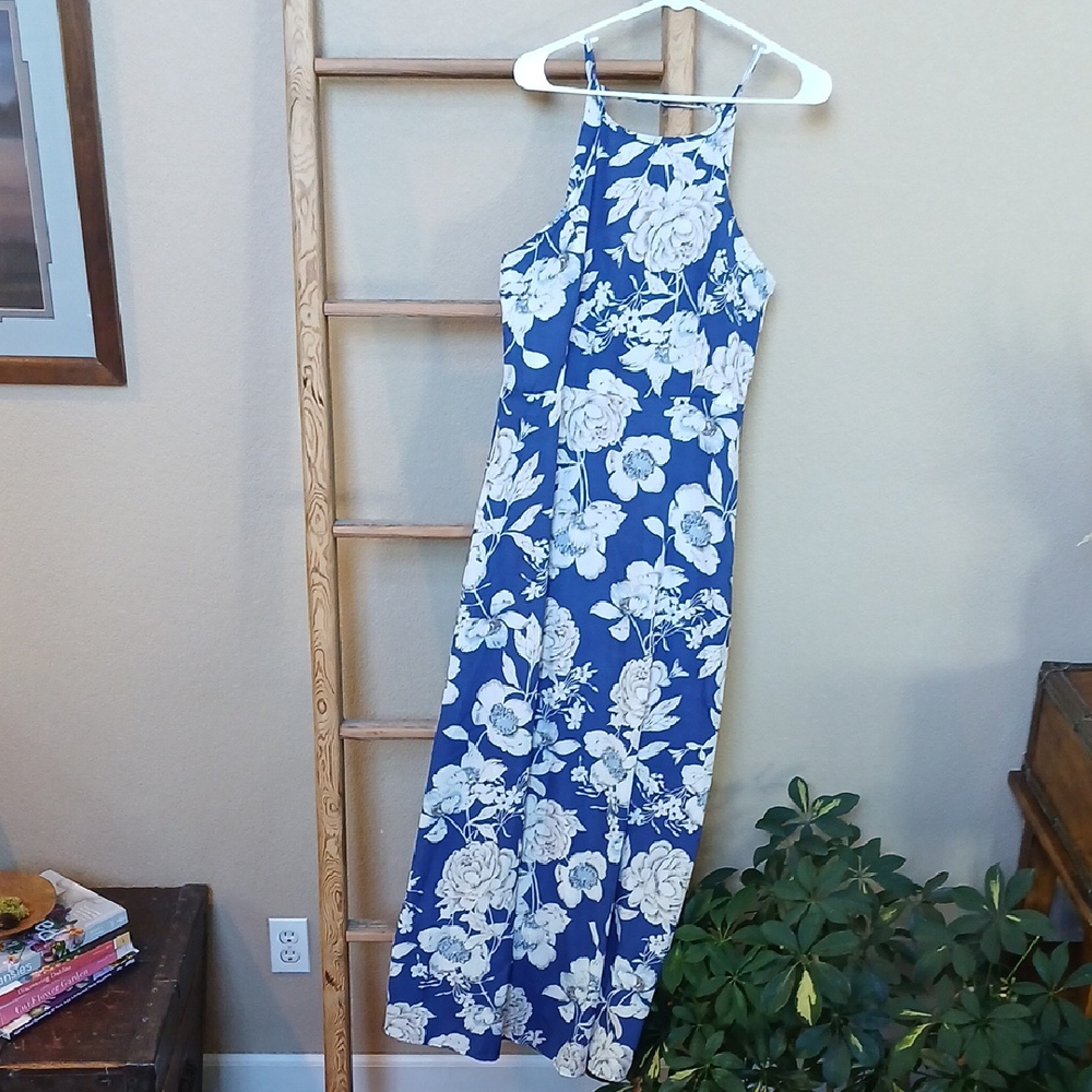 Anself Floral Blue Maxi Dress